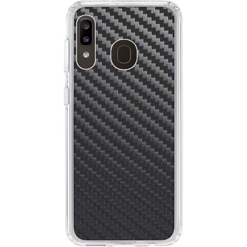 Black Carbon Fiber Specialty Texture Material Galaxy A20 Clear Case